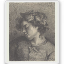 Gustave Courbet - Hoofd van een slapende bacchante Sticker