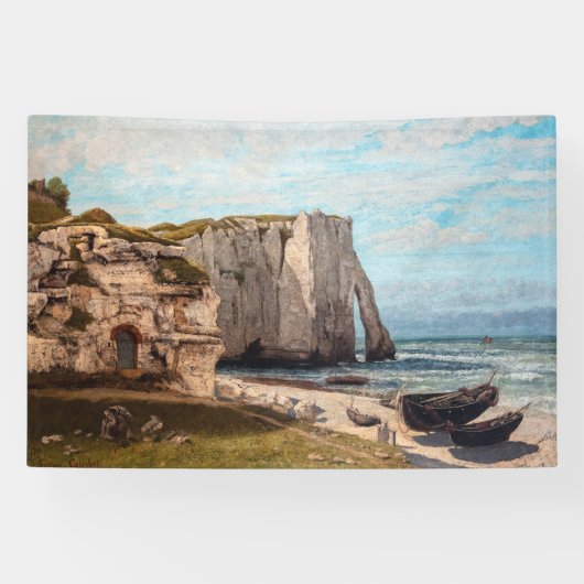 Gustave Courbet - Kliffen bij Etretat na storm Spandoek (Horizontaal)