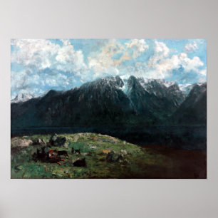 Gustave Courbet Panoramisch Uitzicht van de Alpen Poster