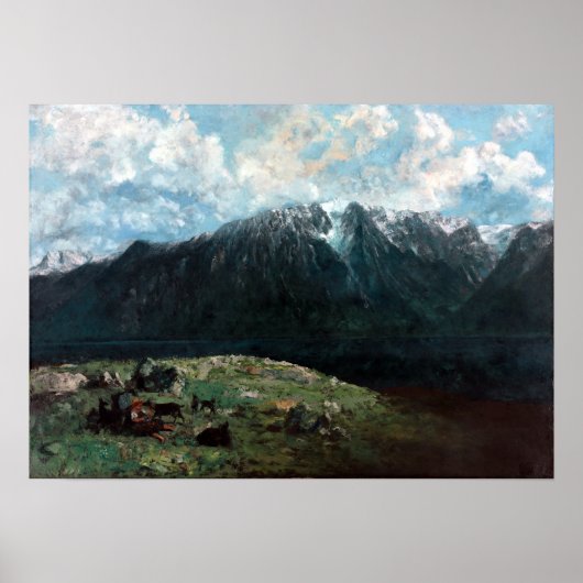 Gustave Courbet Panoramisch Uitzicht van de Alpen Poster (Voorkant)