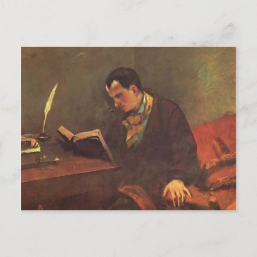 Gustave Courbet - Portret van Charles Baudelaire Briefkaart (Voorkant)