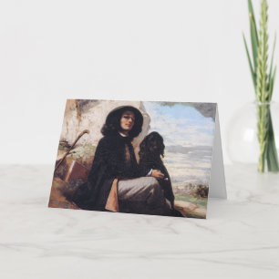 Gustave Courbet - Self-Portret met een zwarte hond Kaart