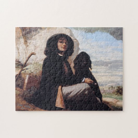 Gustave Courbet - Self-Portret met een zwarte hond Legpuzzel (Horizontaal)