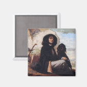 Gustave Courbet - Self-Portret met een zwarte hond Magneet (Voorkant / Achterkant)