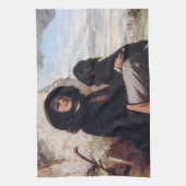 Gustave Courbet - Self-Portret met een zwarte hond Theedoek (Verticaal)