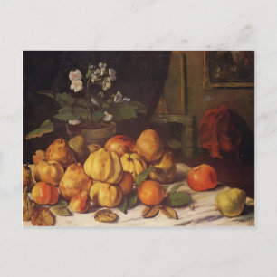 Gustave Courbet- still Life Apples, Pears & Flower Briefkaart