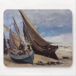 Gustave Courbet - Vist Boats op Deauville Beach Muismat
