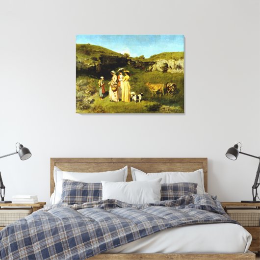 Gustave Courbet Young Dames in het dorp Canvas Afdruk (Insitu (Slaapkamer))