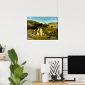 Gustave Courbet Young Dames in het dorp Poster (Thuiskantoor)