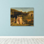 Gustave Courbet - Young Dames of the Village Canvas Afdruk (Insitu (Houten vloer))