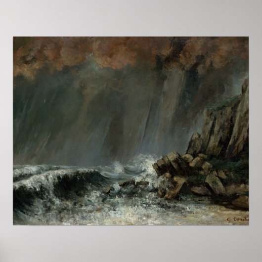 Gustave Courbet - Zee: De Waterhoos Poster (Voorkant)