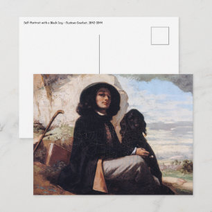 Gustave Courbet - Zelfportret met een zwarte hond Briefkaart