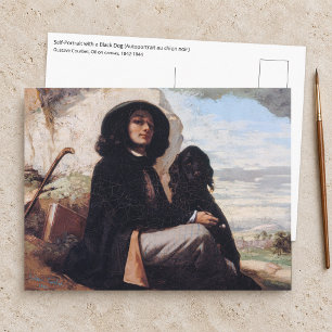Gustave Courbet - Zelfportret met een zwarte hond Briefkaart