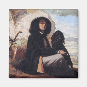 Gustave Courbet - Zelfportret met een zwarte hond Magneet