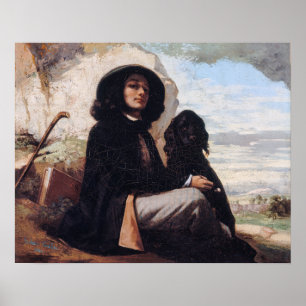Gustave Courbet - Zelfportret met een zwarte hond Poster