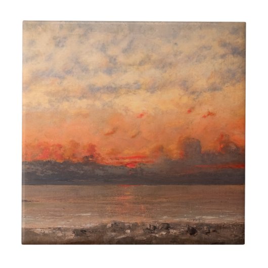 Gustave Courbet - Zonsondergang Tegeltje (Voorkant)