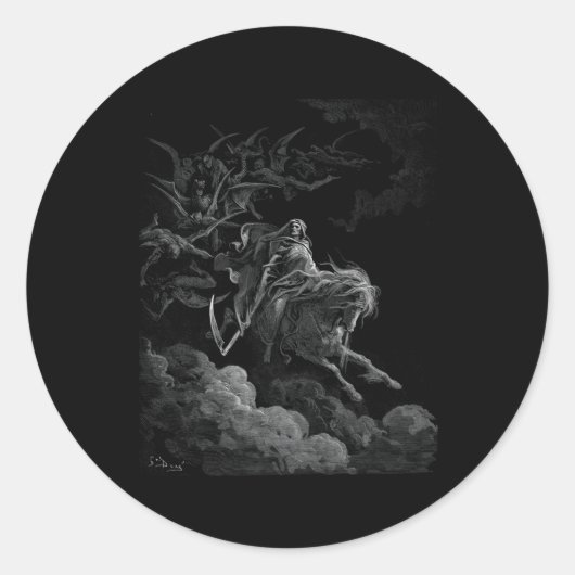 Gustave deed de dood op het Bleke paard Ronde Sticker (Voorkant)