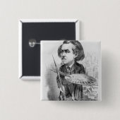 Gustave Dore (1832-83), karikatuur van Le Boulev Vierkante Button 5,1 Cm (Voorkant /achterkant)