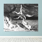 Gustave Doré - Alichino Chases Ciampolo of Navarre Canvas Afdruk (Insitu (Houten vloer))