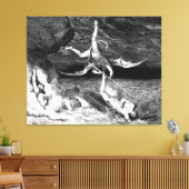 Gustave Doré - Alichino Chases Ciampolo of Navarre Canvas Afdruk (Insitu (Woonkamer))