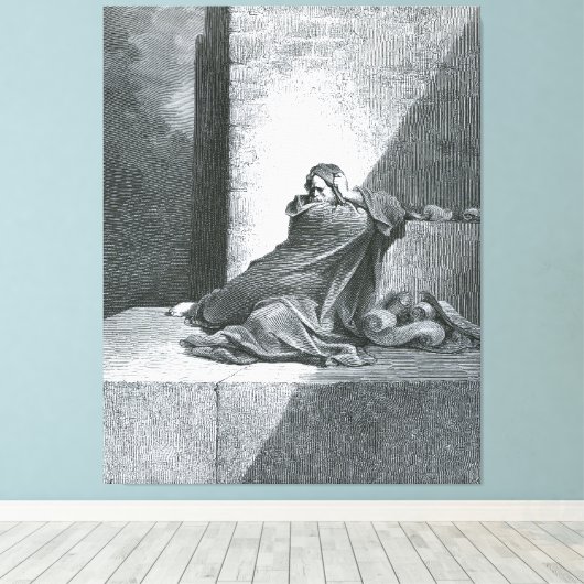 Gustave Doré - Baruch Writes Down Jeremiah's Proph Canvas Afdruk (Insitu (Houten vloer))
