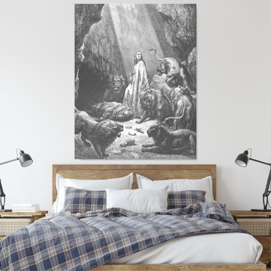 Gustave Doré - Daniël in de Leeuwenkuil Canvas Afdruk (Insitu (Slaapkamer))