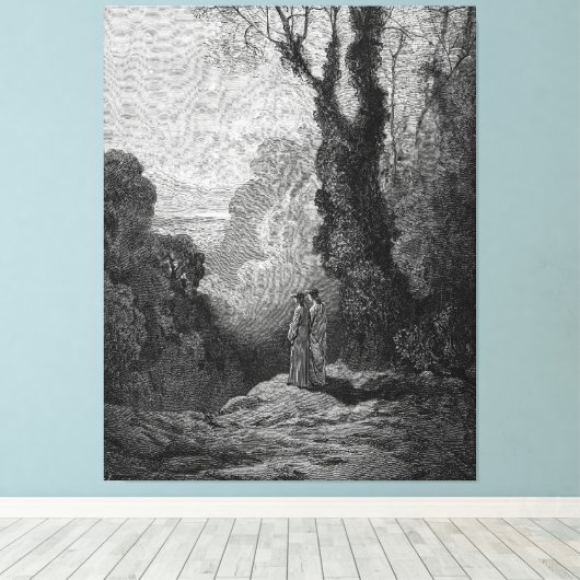 Gustave Doré - Dante And Virgilio Canvas Afdruk (Insitu (Houten vloer))
