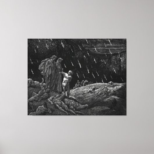 Gustave Doré - Dante And Virgilio Meet Ser Brunett Canvas Afdruk (Voorkant)