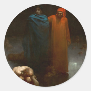 Gustave Dore - Dante en Virgil in de negende ronde Sticker
