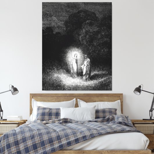 Gustave Doré - Dante ontmoet Beatrice (1860) Canvas Afdruk (Insitu (Slaapkamer))