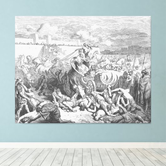 Gustave Doré - David Attacks the Ammonites Canvas Afdruk (Insitu (Houten vloer))
