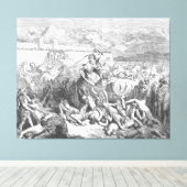 Gustave Doré - David valt de Ammonieten aan Canvas Afdruk (Insitu (Houten vloer))
