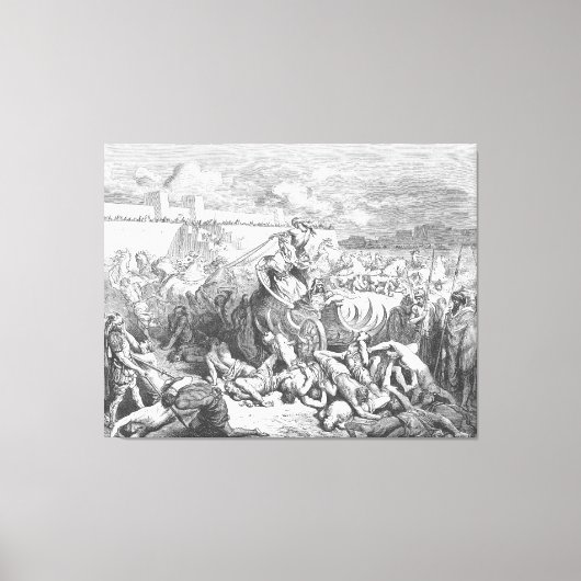 Gustave Doré - David valt de Ammonieten aan Canvas Afdruk (Voorkant)