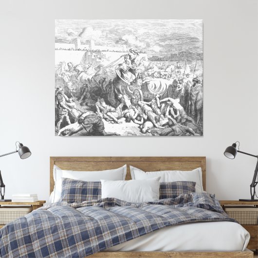 Gustave Doré - David valt de Ammonieten aan Canvas Afdruk (Insitu (Slaapkamer))