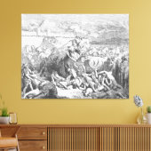Gustave Doré - David valt de Ammonieten aan Canvas Afdruk (Insitu (Woonkamer))