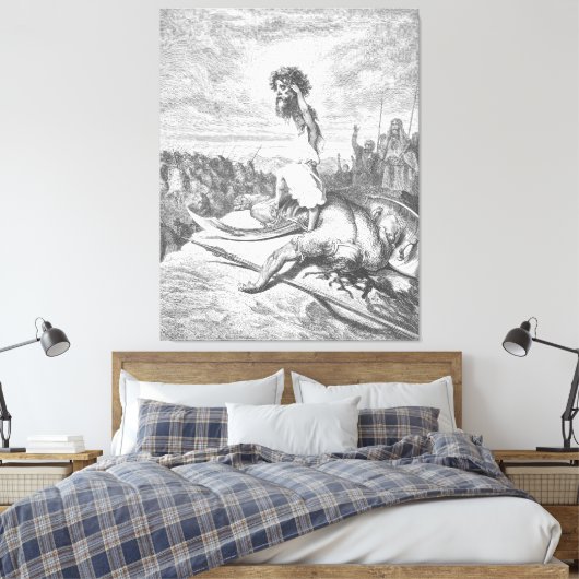 Gustave Doré - David verslaat Goliath Canvas Afdruk (Insitu (Slaapkamer))