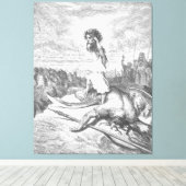 Gustave Doré - David verslaat Goliath Canvas Afdruk (Insitu (Houten vloer))