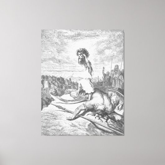 Gustave Doré - David verslaat Goliath Canvas Afdruk (Voorkant)