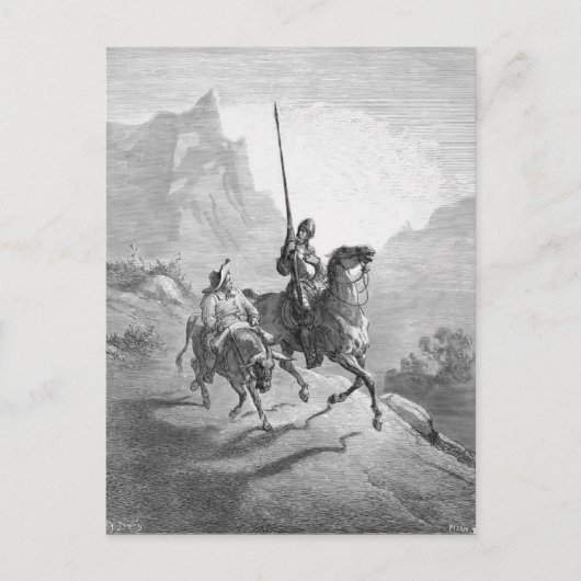 Gustave Dore: Don Quichot en Sancho die uit Briefkaart (Voorkant)