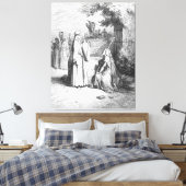Gustave Doré - Eliezer en Rebekah bij de put Canvas Afdruk (Insitu (Slaapkamer))