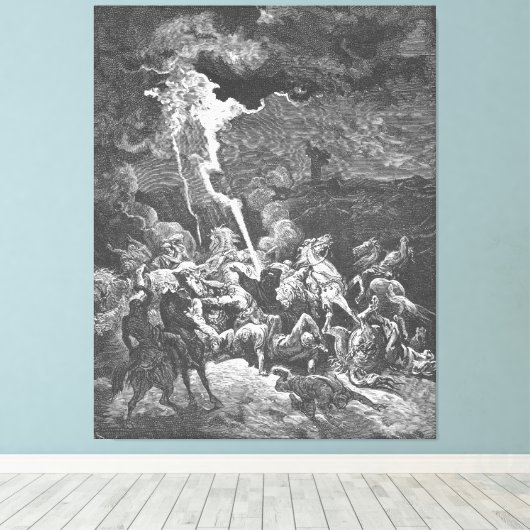 Gustave Doré - Elijah Destroys the Messengers  Canvas Afdruk (Insitu (Houten vloer))