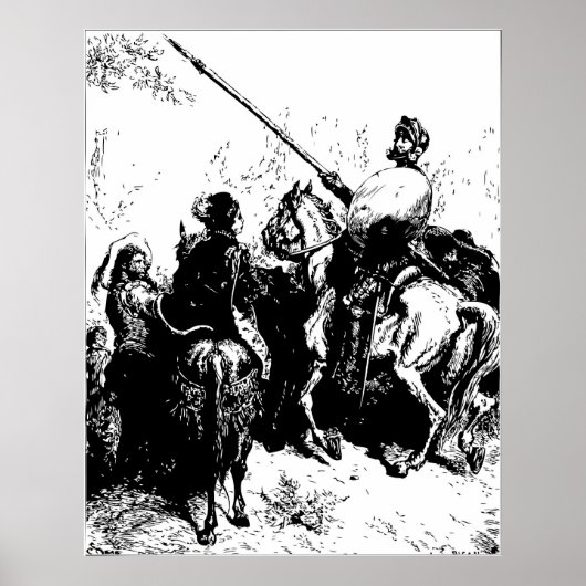 Gustave Dore Engraving Don Quichot Illustratie Poster (Voorkant)