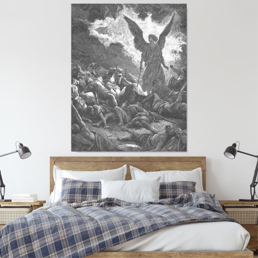 Gustave Doré - Het leger van Sennacherib wordt ver Canvas Afdruk (Insitu (Slaapkamer))