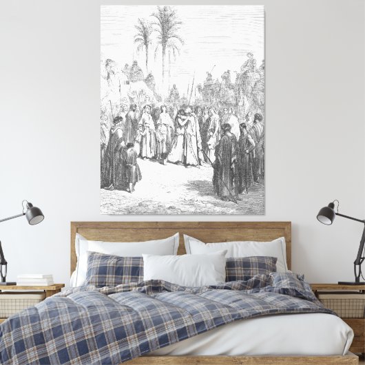 Gustave Doré - Jacob en Esau ontmoeten Canvas Afdruk (Insitu (Slaapkamer))