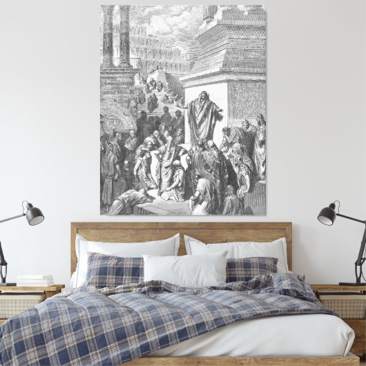 Gustave Doré - Jona predikt de Ninevieten Canvas Afdruk (Insitu (Slaapkamer))