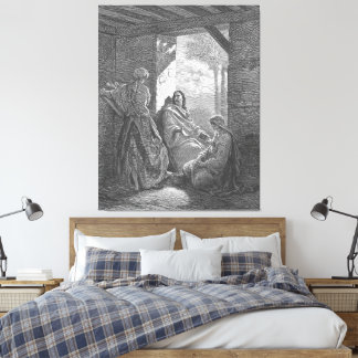 Gustave Doré - Lucas 10C Jezus in het huis van Mar Canvas Afdruk