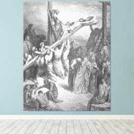 Gustave Doré - Luke 23B The Cross is Lifted Up Canvas Afdruk