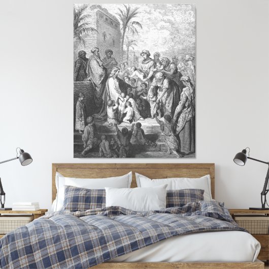 Gustave Doré - Marcus 10 Jezus zegent de kleinen Canvas Afdruk (Insitu (Slaapkamer))