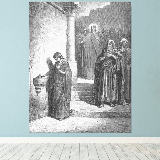 Gustave Doré - Mark 12 The Widow's Mite Canvas Afdruk (Insitu (Houten vloer))
