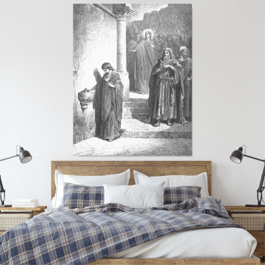 Gustave Doré - Mark 12 The Widow's Mite Canvas Afdruk (Insitu (Slaapkamer))